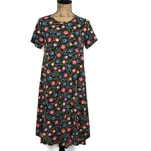 LulaRoe Womens sz XS Dress Multicolor Floral Short Sleeve Round Neck Midi Tshirt